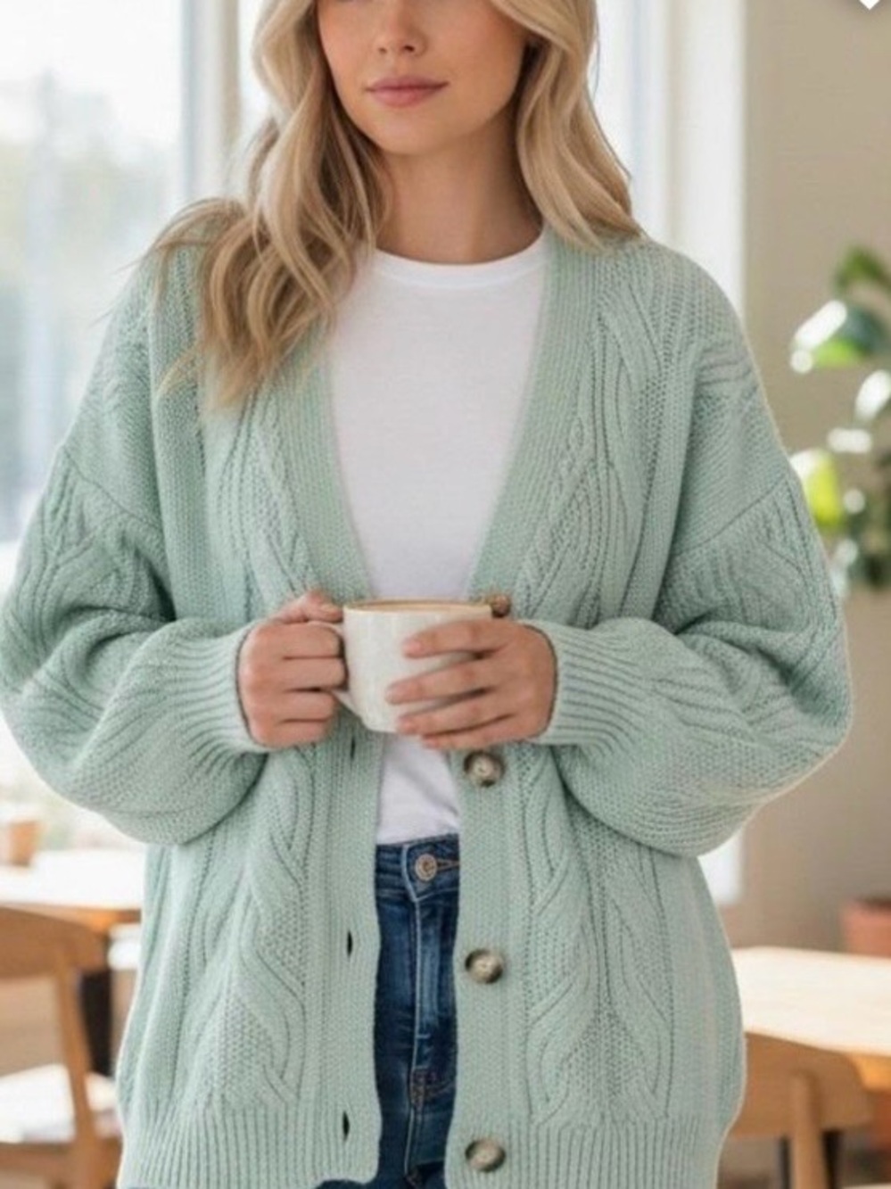 Universal Threads Sea Foam Cable Knit Cardigan NWOT